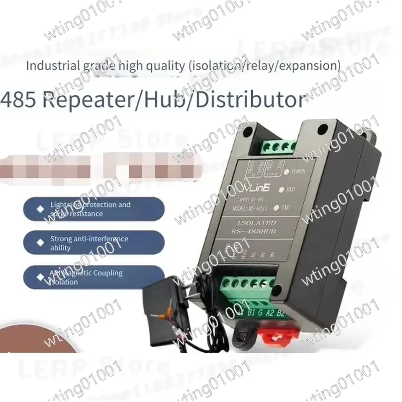 for Industrial 1-8 Channel RS485 Repeater Hub with Optoelectronic Isolation Signal Amplifier and Lightning Protection