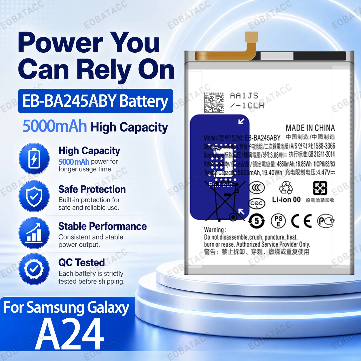 New EB-BA245ABY 5000mAh Battery For Samsung Galaxy A24 High Quality Replacement +Free Tools
