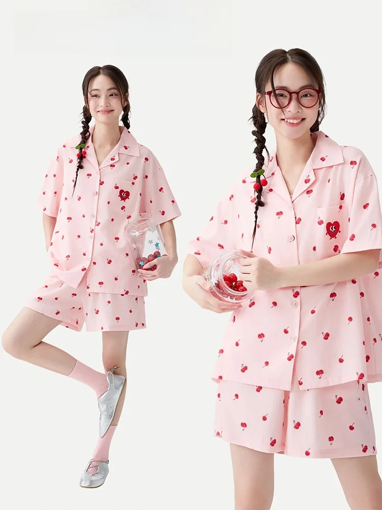 pyjama-d'ete-pour-femmes-pinkbread-manches-courtes-en-coton-et-lycra-tenue-rose-pour-la-maison-doux-confortable-coupe-ample