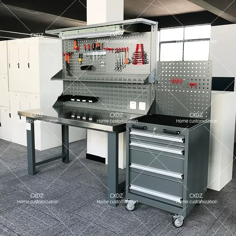Heavy Duty Fitter Table with LED Light Socket Anti Static Electronic Assembly Workbench Steel Plate Operation Table for