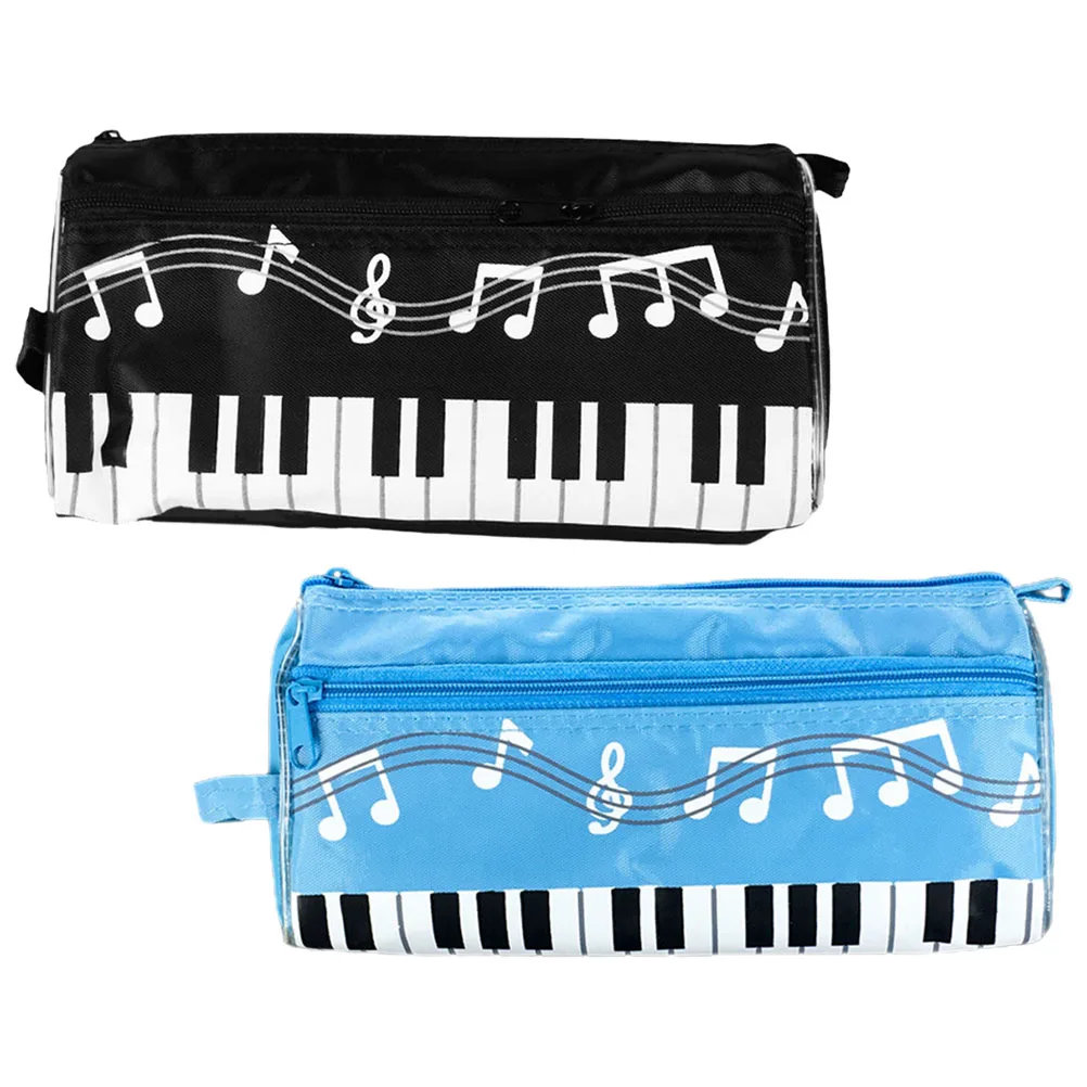 

2Pcs Music Note Pencil Bag Piano Pattern Portable Pen Pouch Lightweight School Pen Storage for Students Pencil Pouch