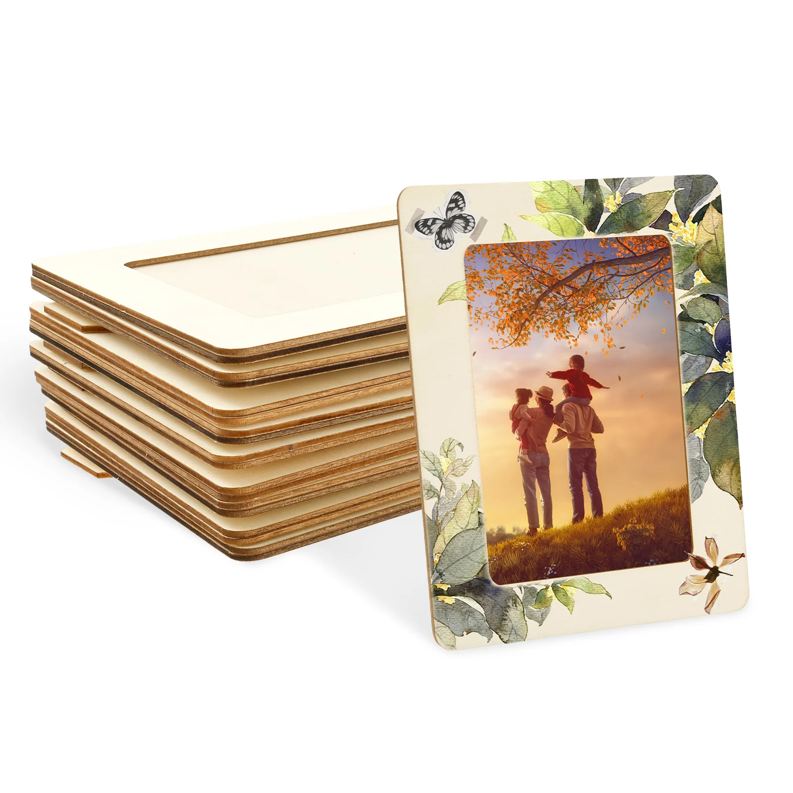 10 個 6 インチ未完成木製フレーム波状/長方形フォトホル - Engraved Wood Frame のレビューと価格