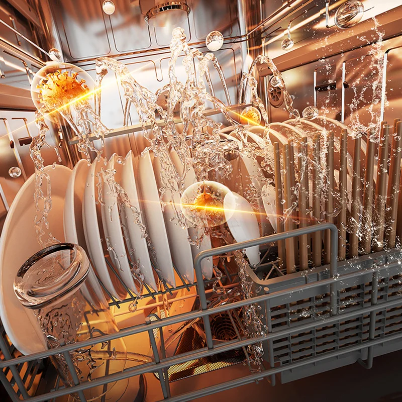 Kitchen Built in Dishwasher Machine Auto 12 Sets 220V 110V USA EU Black White Color Drawer Smart Dish Washer for Home Stock