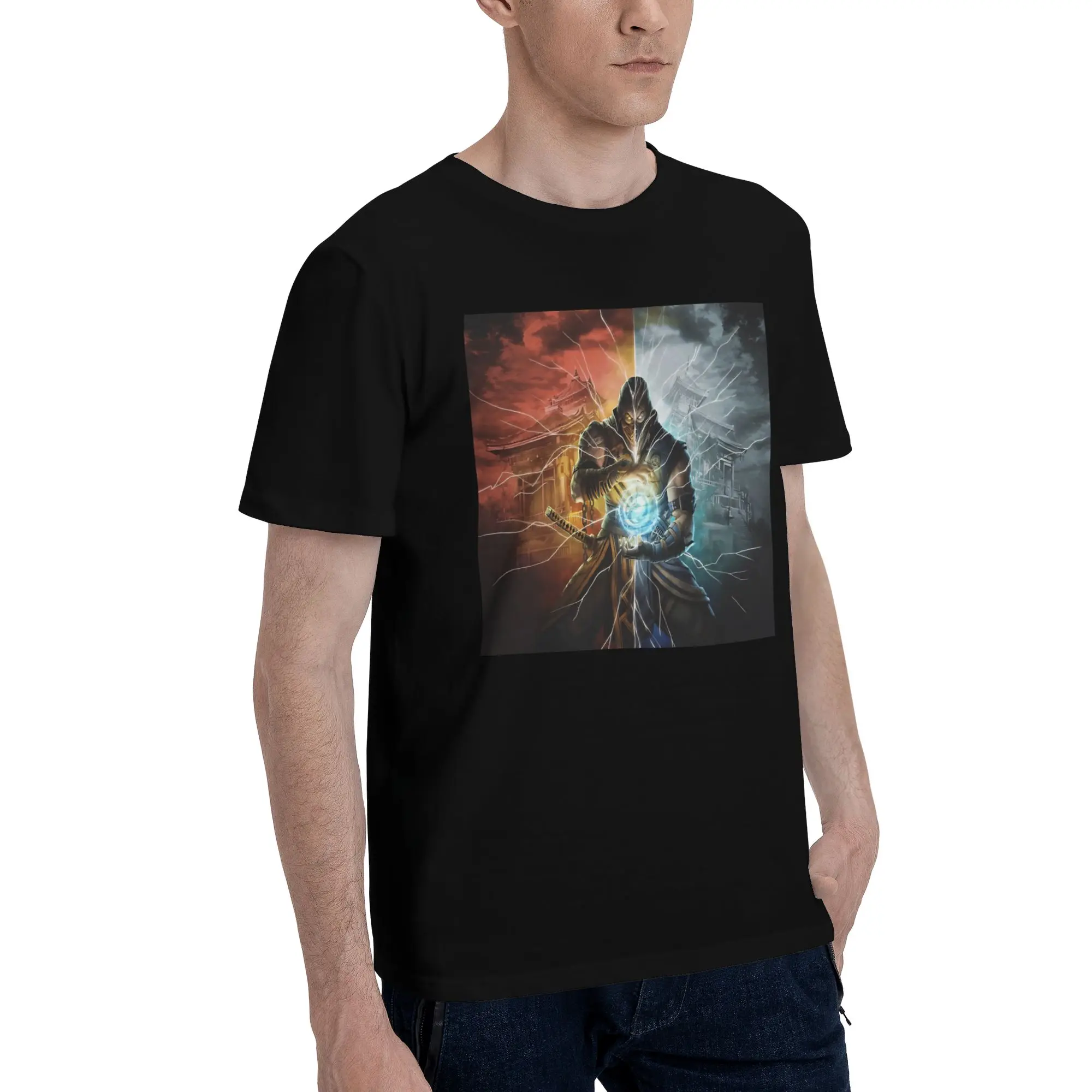 Mortal Kombat 2 Worlds  Novelty 100% Cotton T-Shirt Mortal Kombat Tops Tees For Men