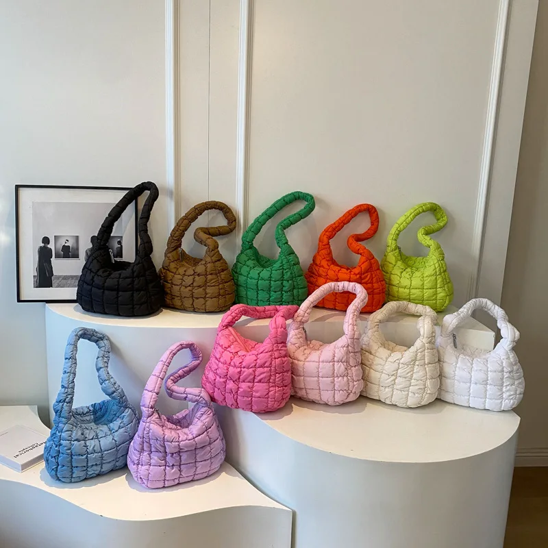 New Fashion Gentle Clouds Bag Pleated Down Bag Temperament Girls Underarm Bag Dumpling Bag Shoulder Bag Multi-colour Handbag