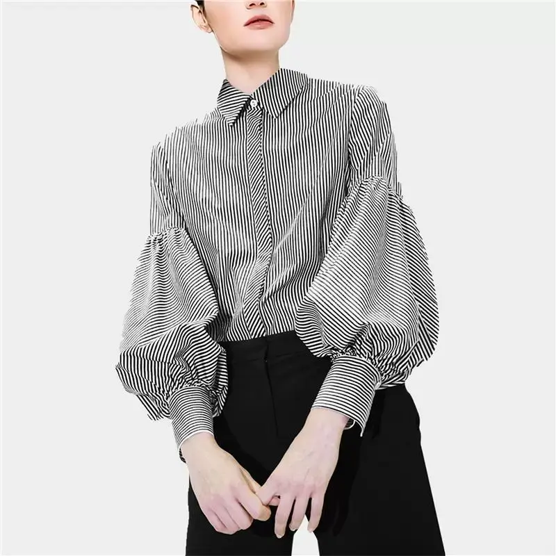 French Lantern Long Sleeve Shirt Women Clothing Office Ladies Blouse Spring and Autumn Tops Loose Casual Women Shirt Luxury New