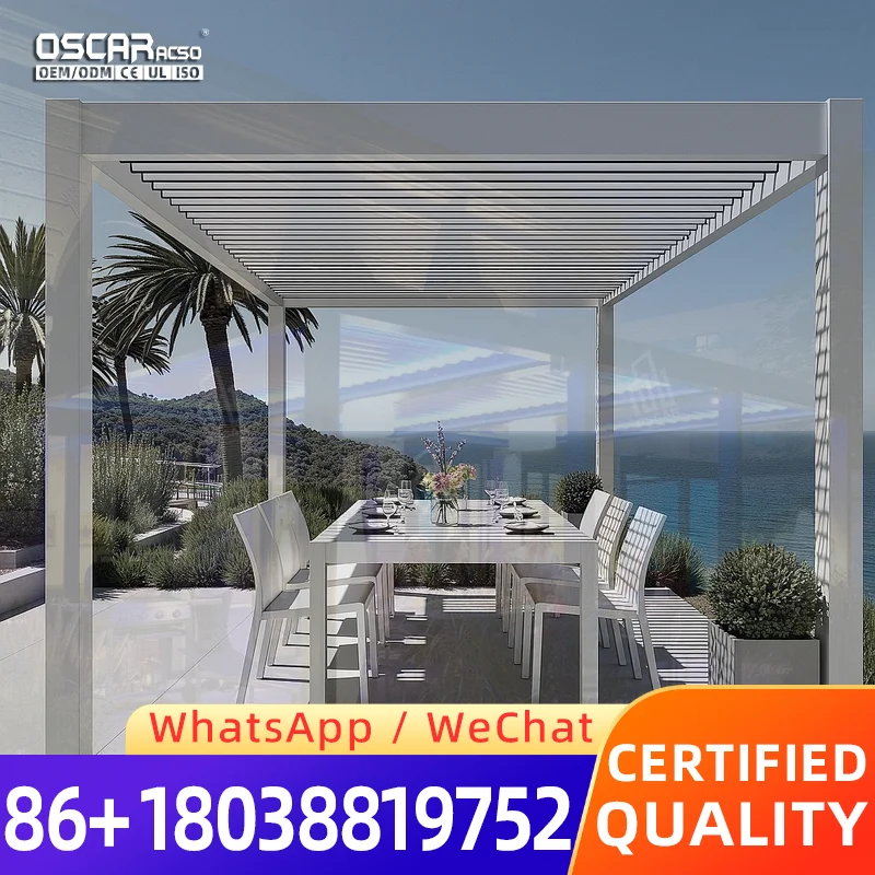 Motorized Louvered Aluminum Canopy Outdoor Balcony Patio Rainproof Bioclimatic Pergola pergola
