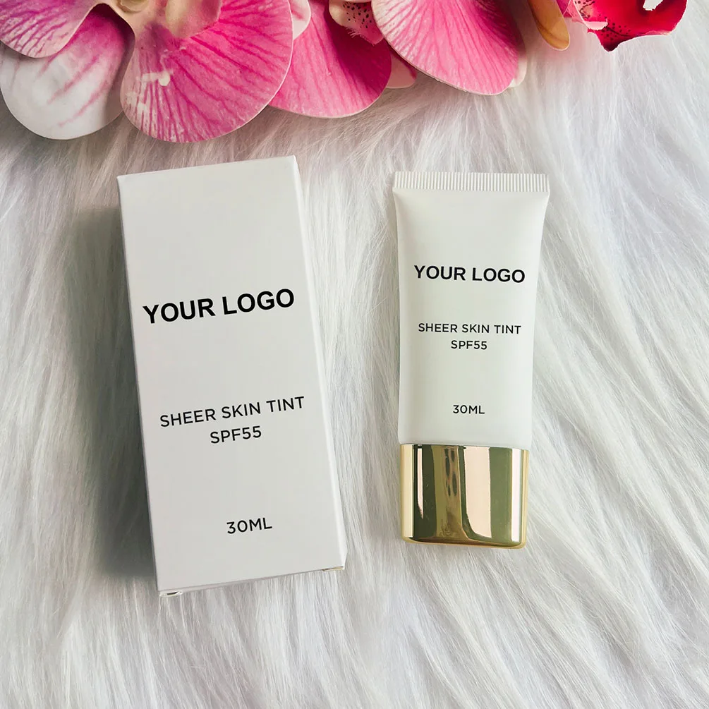 Maquillage végétalien, marque privée, Logo personnalisé, teinte peau transparente, 7 nuances, capuchon doré, crème de protection pour le visage, Base de maquillage, vente en gros