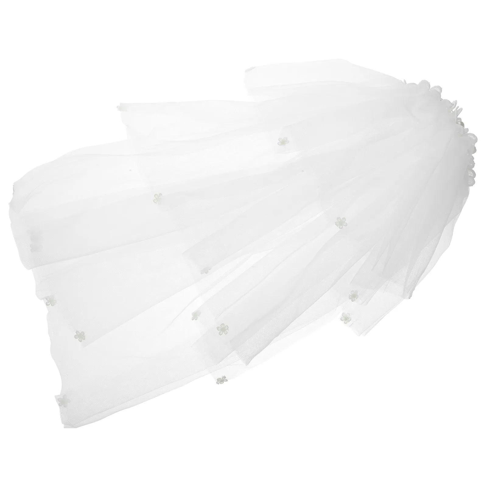 

Flower Girl Veil Pearl Headband White Non-Deforming Lightweight Kids Party Supplies Lovely Hair Accessories Photo Props