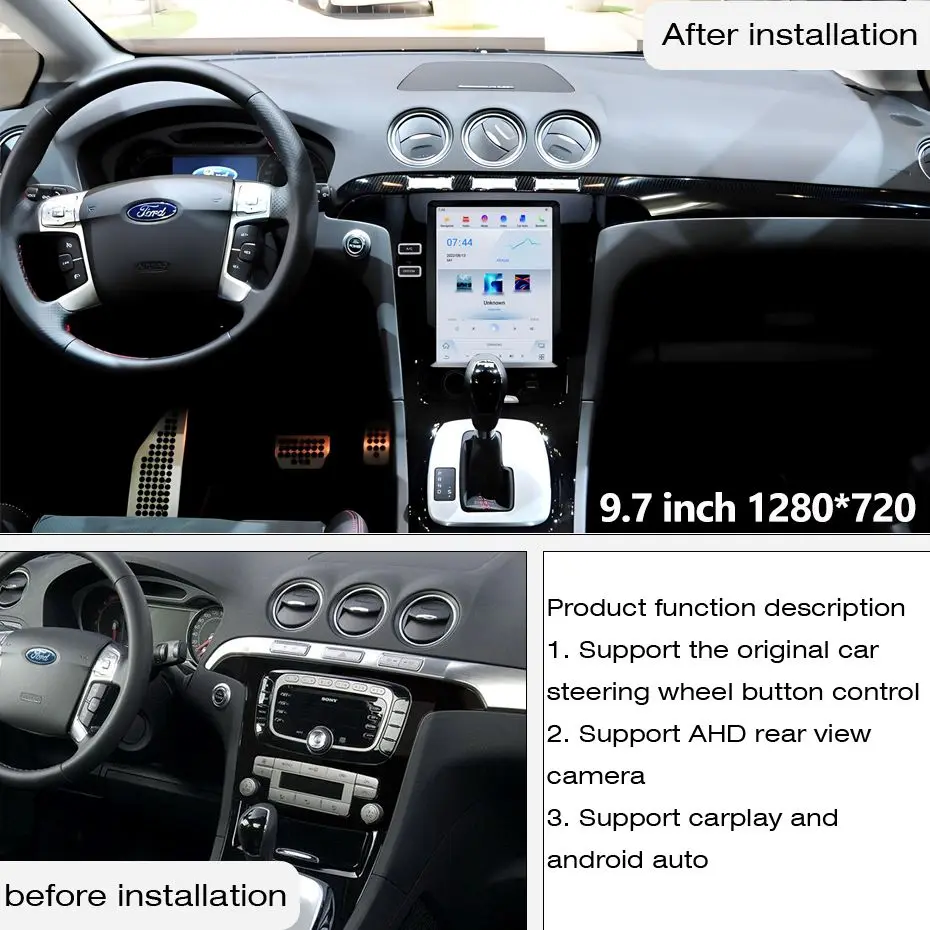 New Arrival 9.7' Car Head Unit for Ford S-MAX 2006-2011, Android 15 System Support Wireless CarPlay, Android Auto, HDMI Input
