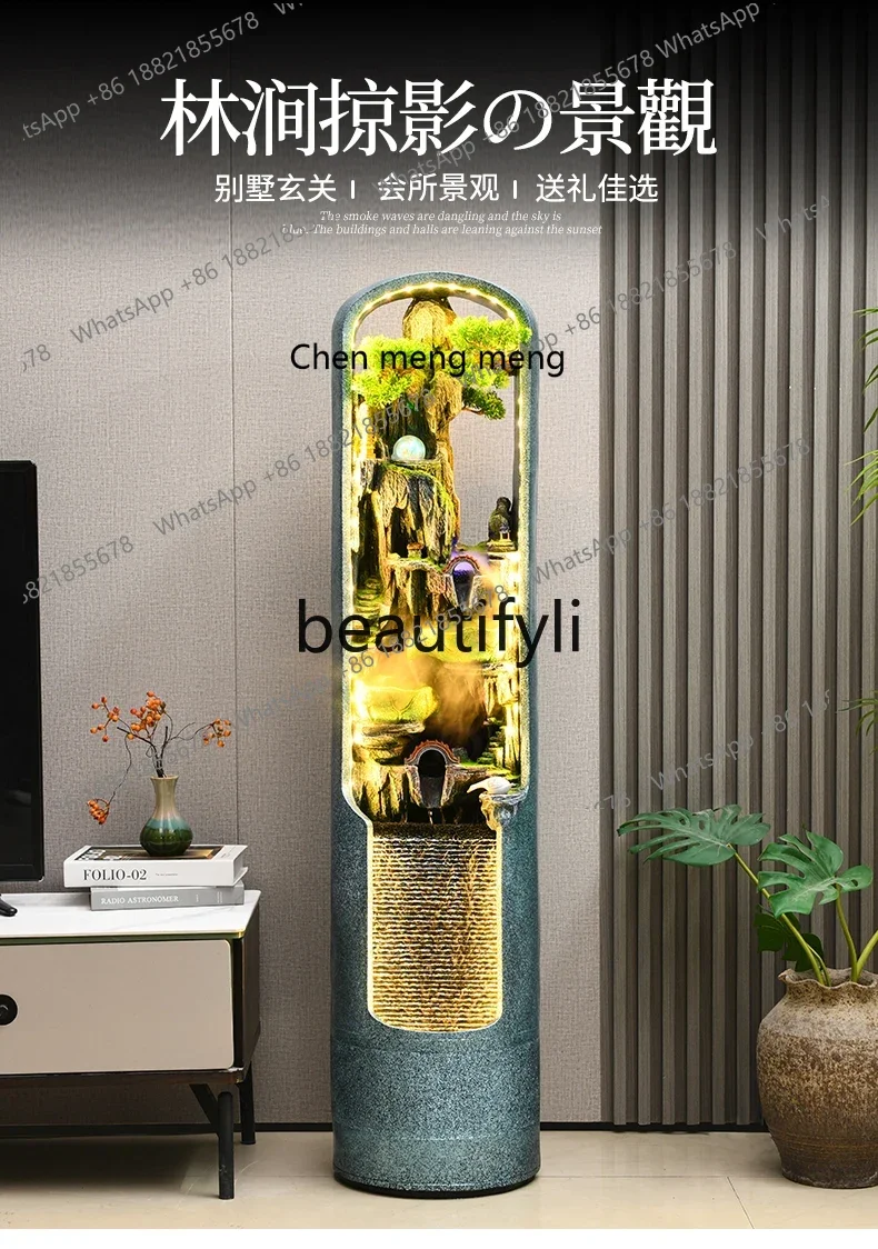 X  R Light luxury rockery water curtain wall flowing water ornament circulating water lucky feng shui wheel housewarming gift R