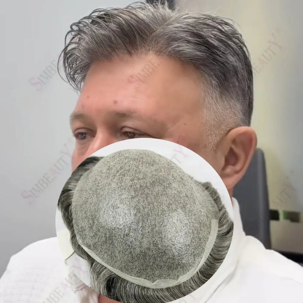 

Мужской парик из 100% натуральных волос, плотность 80%, незаметный, с ультратонкой основой 0,02 мм # Система капиллярных протезов для волос 1B80 1B65