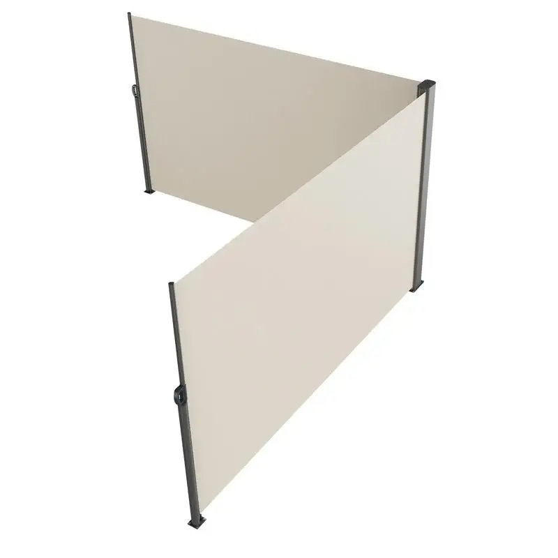 Retractable Side Awning, 180X600cm Aluminum Outdoor Privacy Screen, 280g Polyester Water-proof Retractable Patio Screen, UV 30+ Room Divider Wind Screen for Patio, Backyard, Balcony, Beige