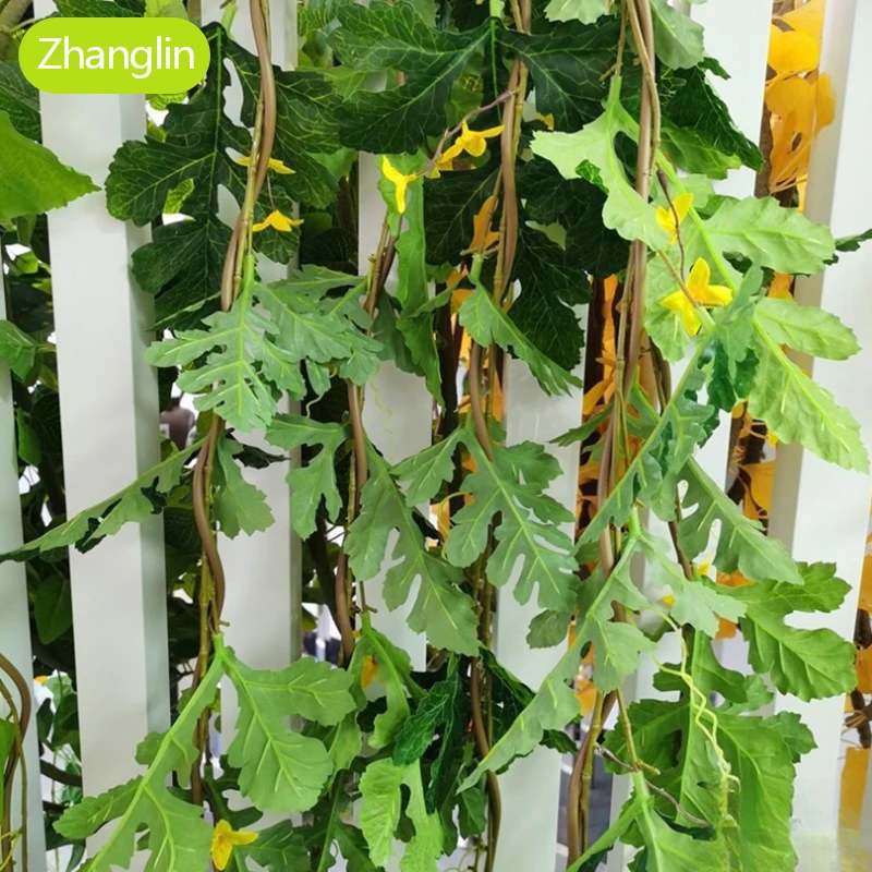 

170cm Artificial Plant Vine Home Party Festival Wall Decoration Realistic Green Soft Plastic Melon Rattan Fake Flower Ivy New