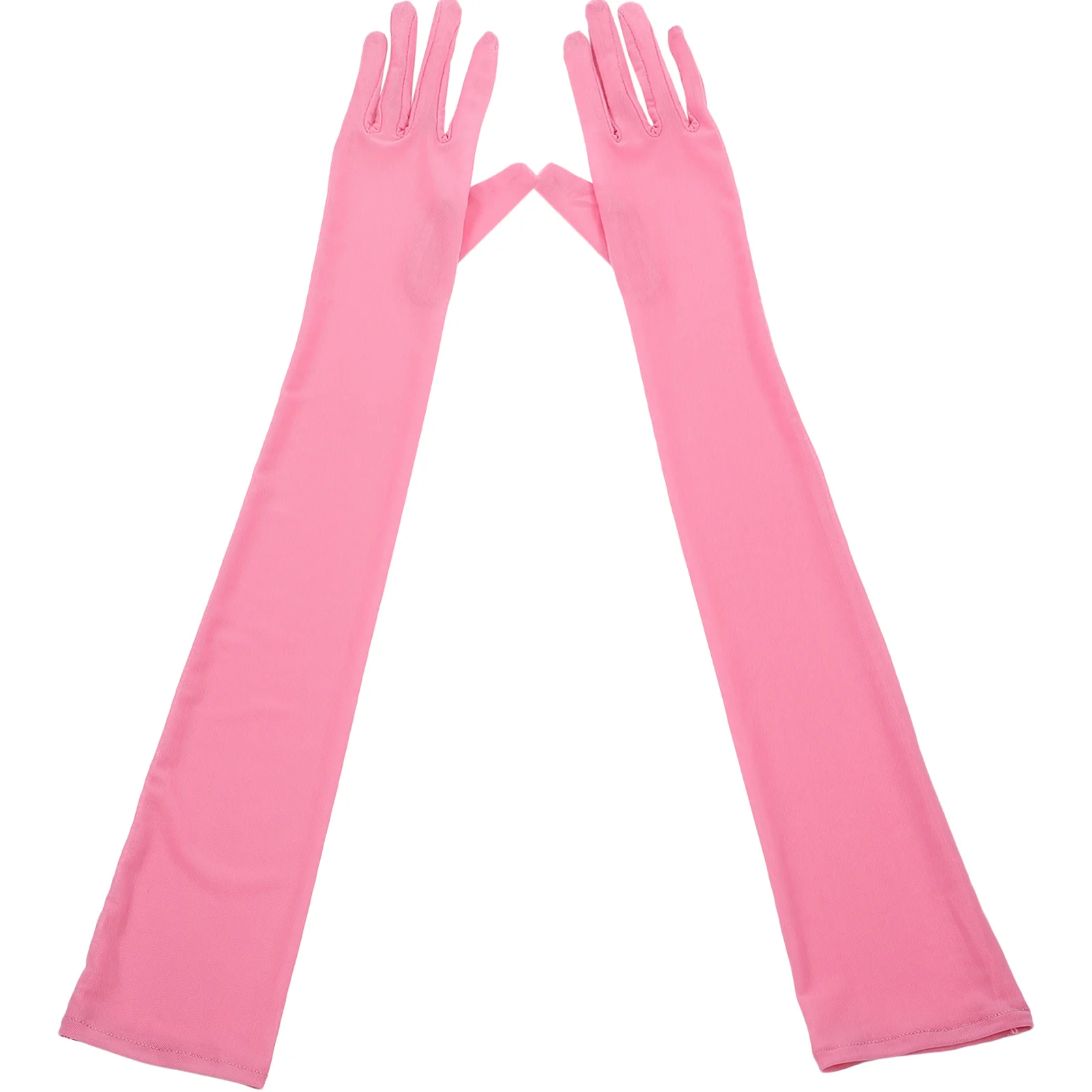 

1Pair Long Elbow Polyester Wedding Gloves Stretch Elastic Decorative Gloves for Banquet Evening Party Dance Women