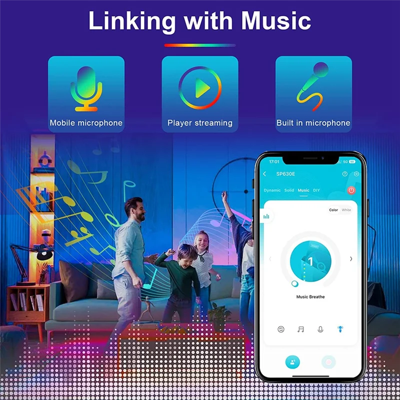 SP630E Bluetooth-LED-Controller unterstützt PWM einfarbiges CCT RGB RGBW RGBCCT und SPI TTL IC Chip LED-Streifenlicht