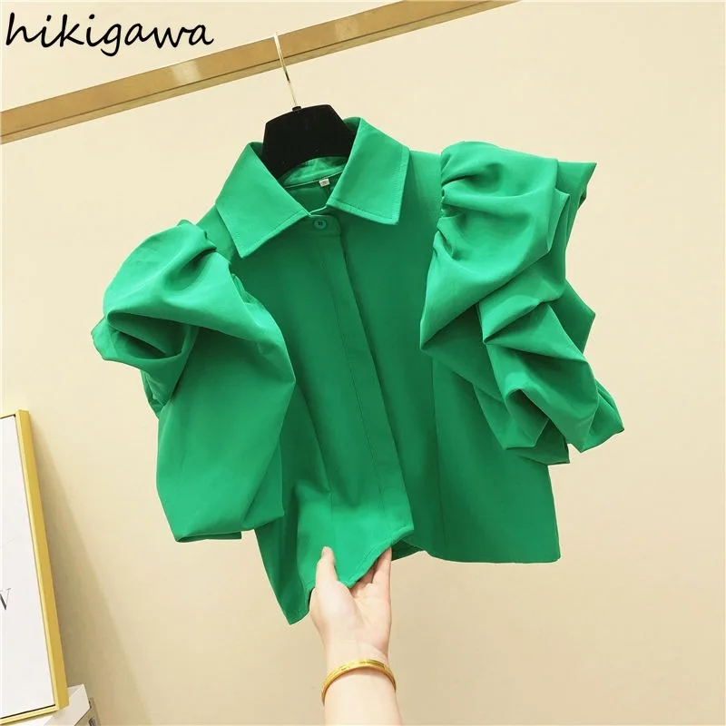 Puff Sleeve Blouse Women Clothes Crop Tops 2024 Blusas Mujer De Moda Slim Fit Chiffon Summer Shirts Sweet Korean Sweet Blouses