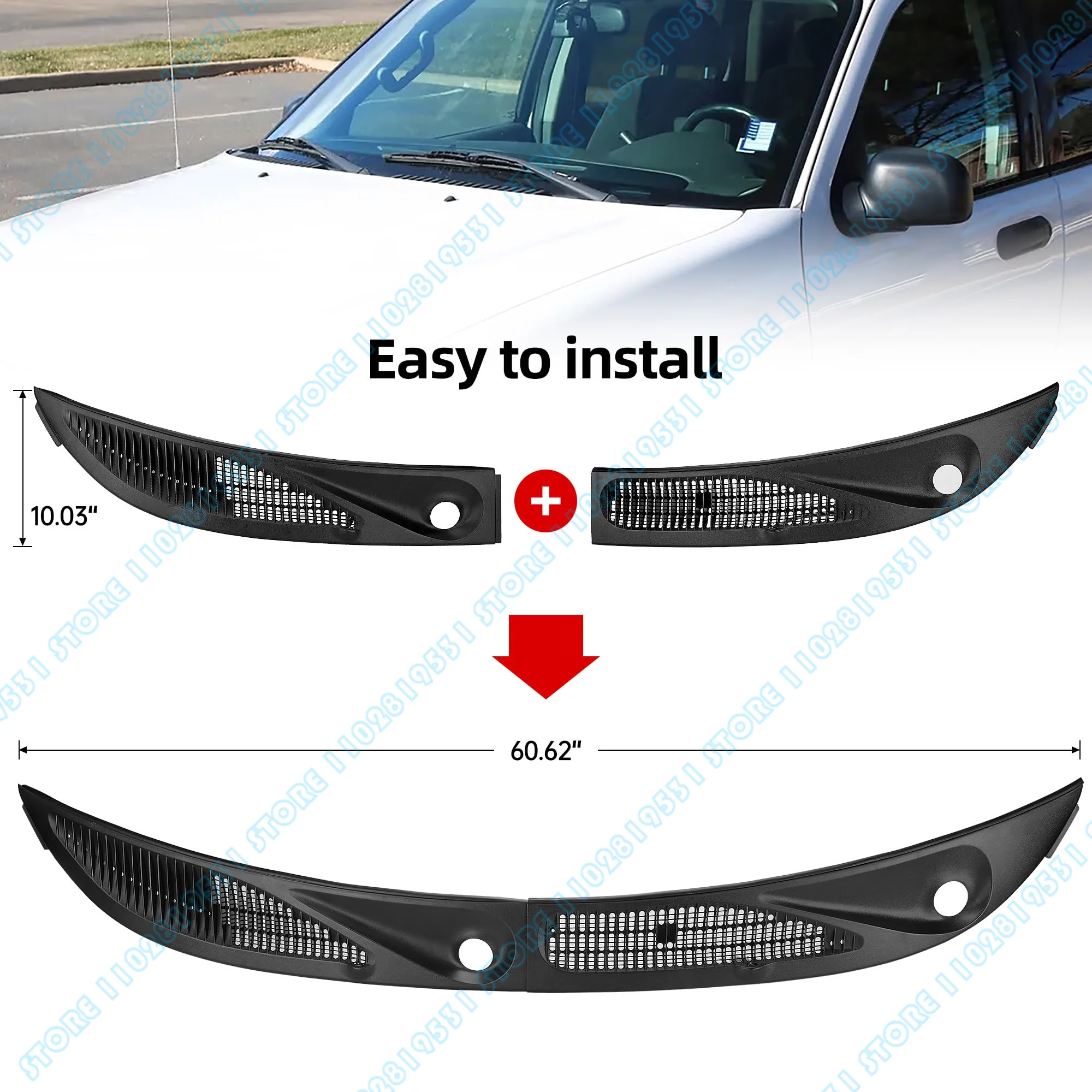 for LHD 1995-2005 Ford Explorer Sport, 1997-2001 Mercury Mountaineer Windshield Wiper Cowl Grille F57Z78022A69A F57Z78022A68A view 2