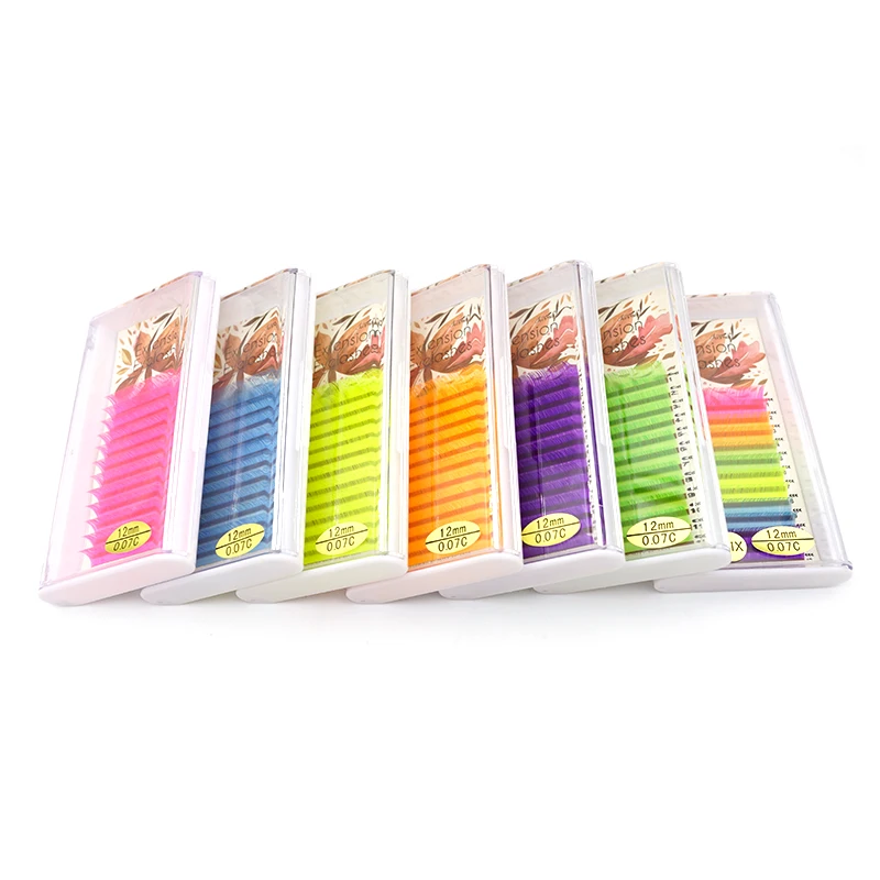 FUNMIX UV Neon Eyelash Extension Glow In The Dark Lashes Fluorescent Bright Colorful Bulk Classic For Individual Lash Extensions