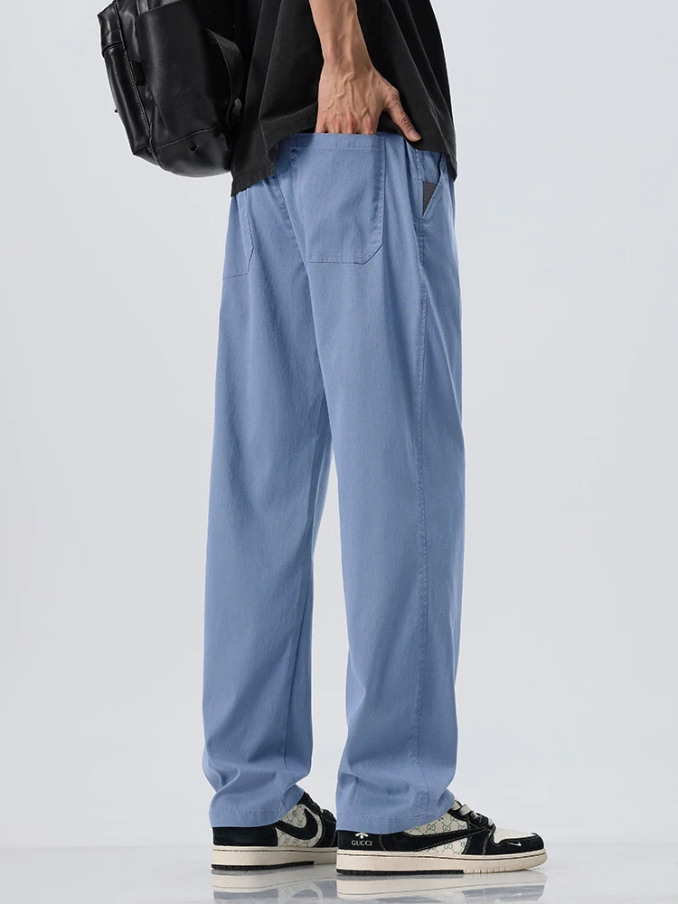 Lyocell Ultra-thin Ice Silk Trousers Men's Summer Loose Straight Cool Breathable Daily Sports Casual Trousers Fashion Korean - Image 3