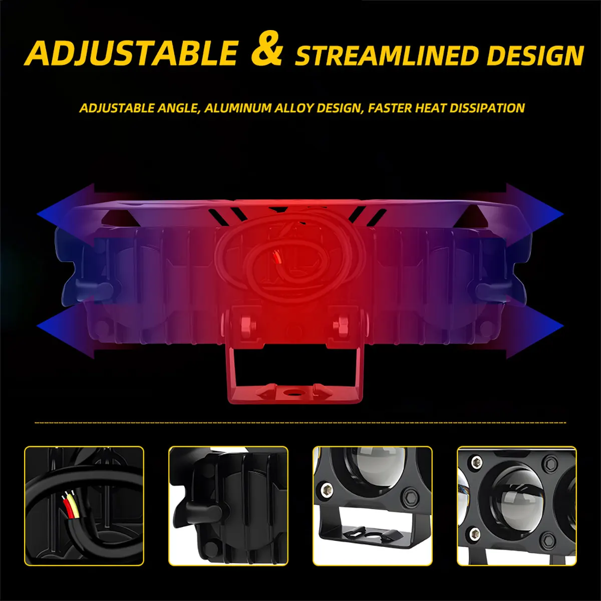 Motorfiets LED Spotlight 30 W Mistlampen 9 V-80 V Koplamp Dual Kleur RGB Werklamp 4 Lens 3570 Chip voor Auto Vrachtwagens SUV UTV SSV