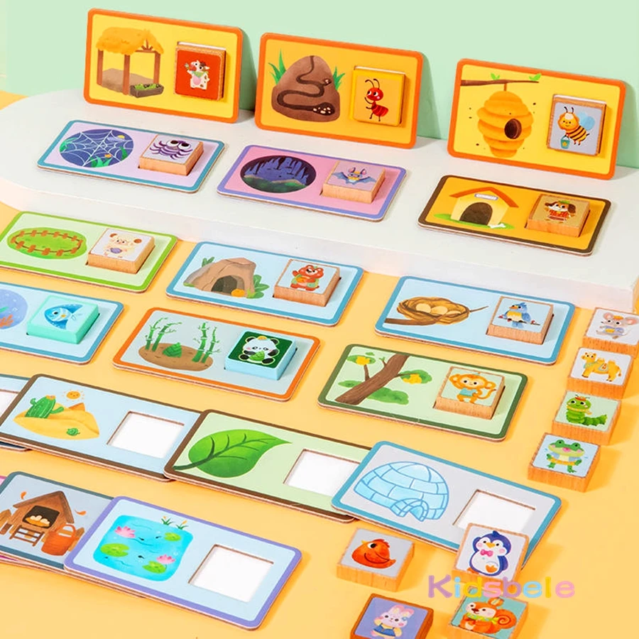 ของเล่นปริศนาจับคู่ธีมยานพาหนะมอนเตสซอรี่/เกมการ์ดจับคู่บ้านสัตว์พัฒนาการรับรู้และการประสานงานสำหรับเด็กวัยหัดเดิน