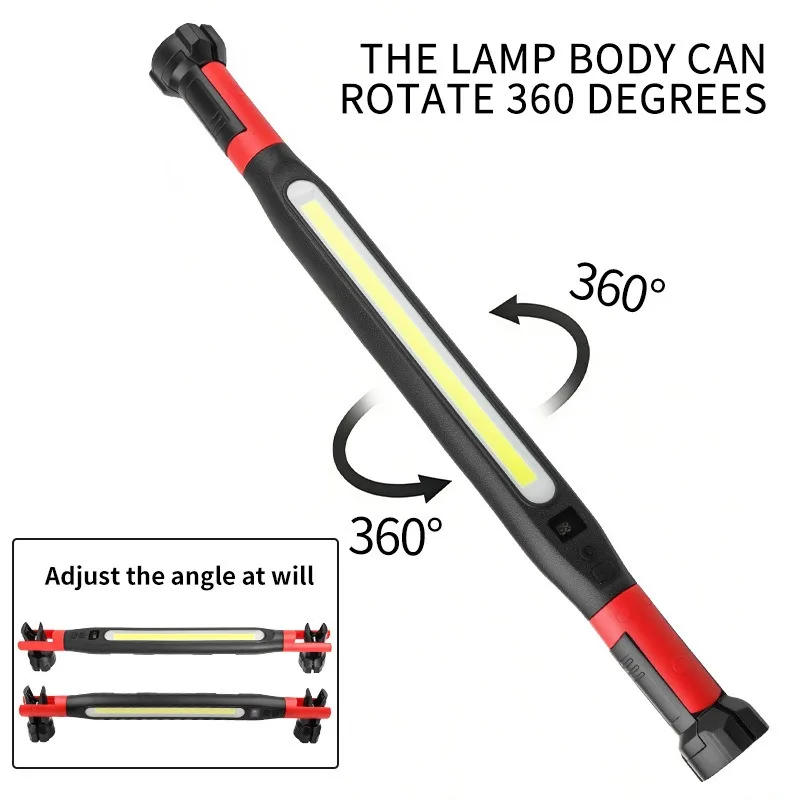 LED Magnetic Work Light Rechargeable Underhood Work Lamp With Hooks & Rotating Magnetic Base For Car Repairing Emergency
