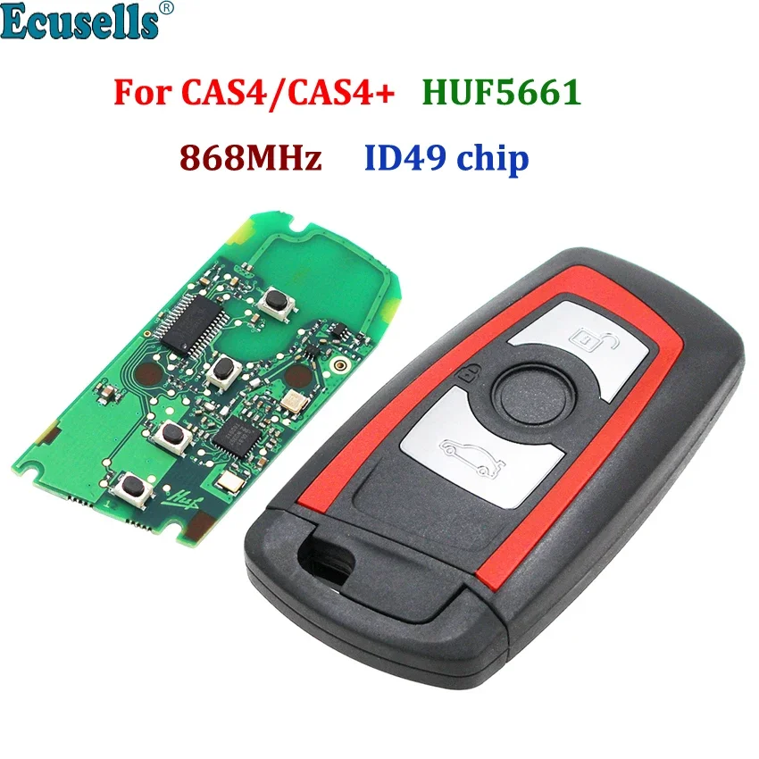 Keyless 3 Buttons Remote Key Fob FSK 868MHz HUF5661 for BMW 5 7 F Series F30 F25 F20 2009-2016 X5 X6 740 750 CAS4 CAS4+ Red