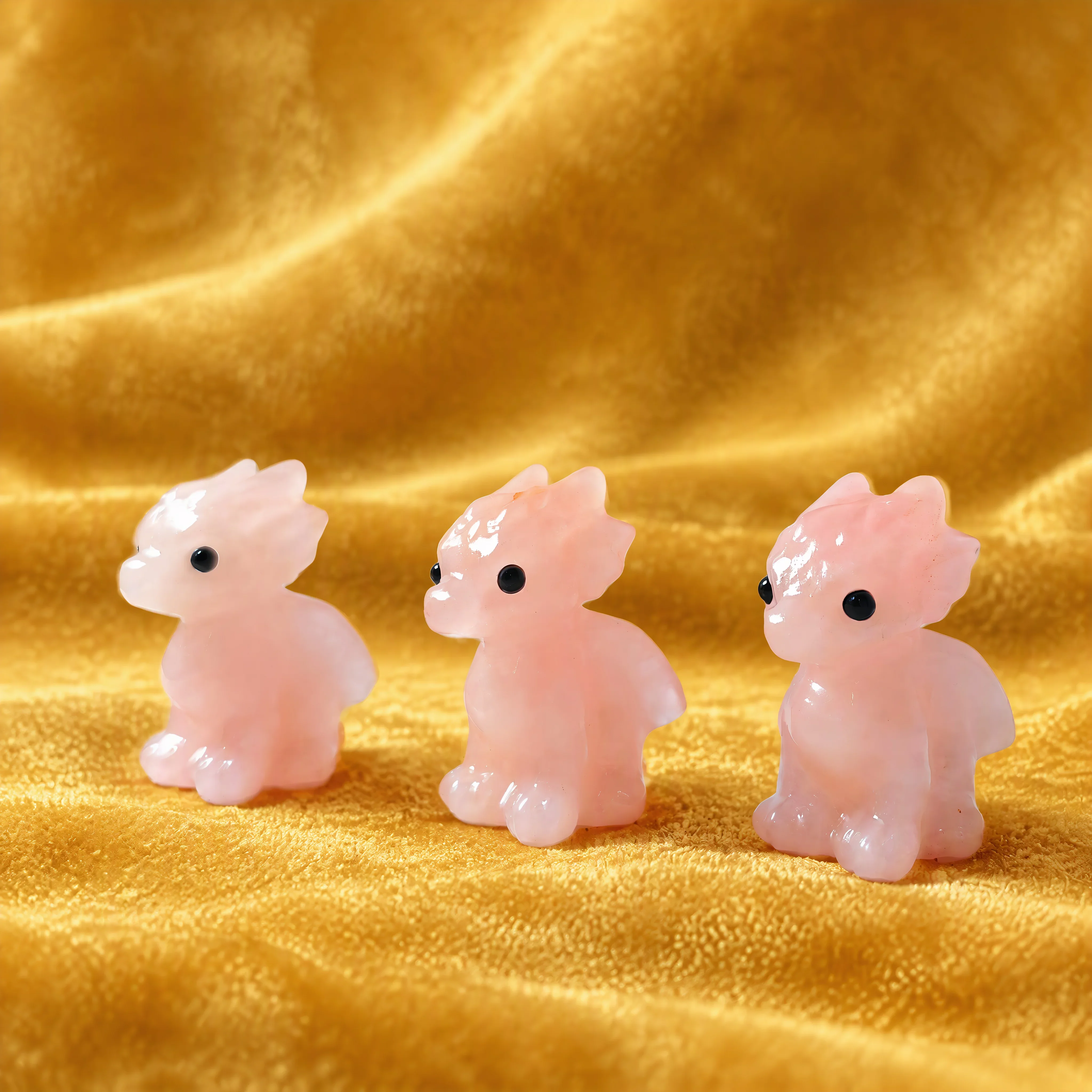 random pattern natural stone crystal rose quartz dragon carving 4cm wealth attraction decorative stone carving mineral collectio