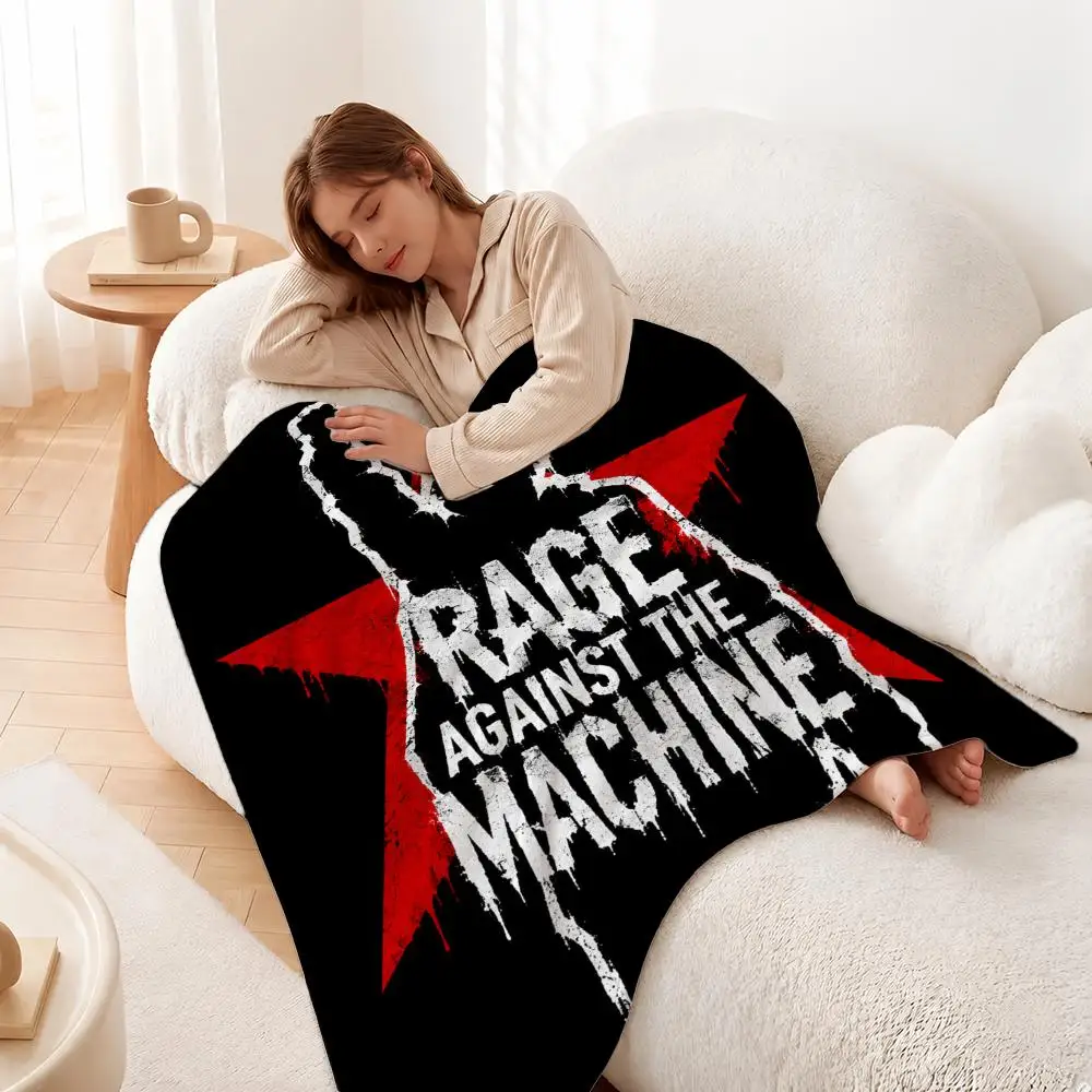 Band Rage Against The Machine Throw Plush Flannel Throw Blanket, Sofa Bed Travel Picnic Home Textile Decor