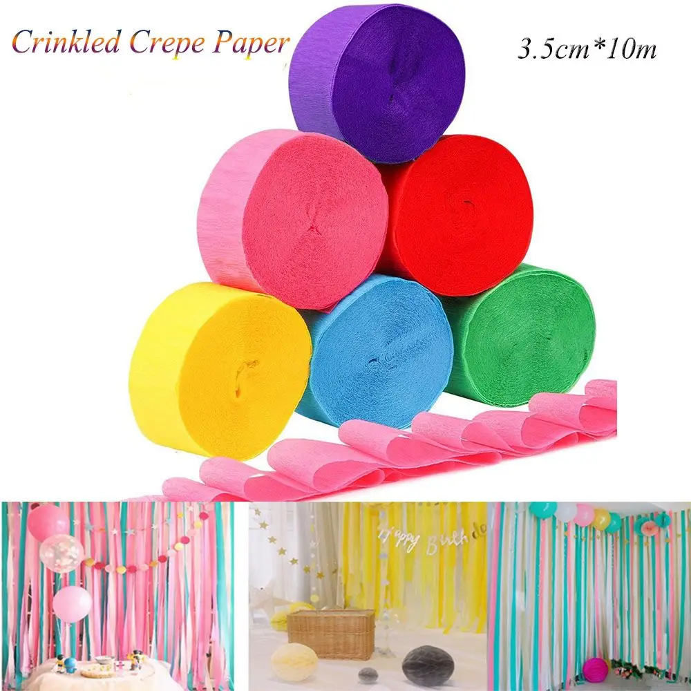 Wrapping DIY Decoration Ceremony Birthday Party Handmade Crinkled Papers Streamer Roll Craft Crepe Paper