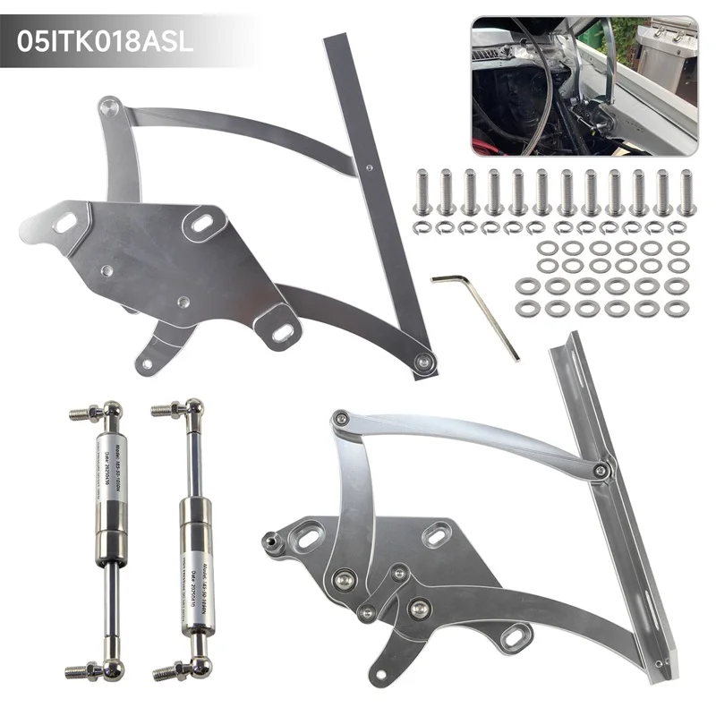 

Left and Right Billet Hood Hinge Kit Pair Side For Ford Mustang 1971-1973 4.1L 5.0L 5.8L 7.0L L6 V8 accessories for vehicles