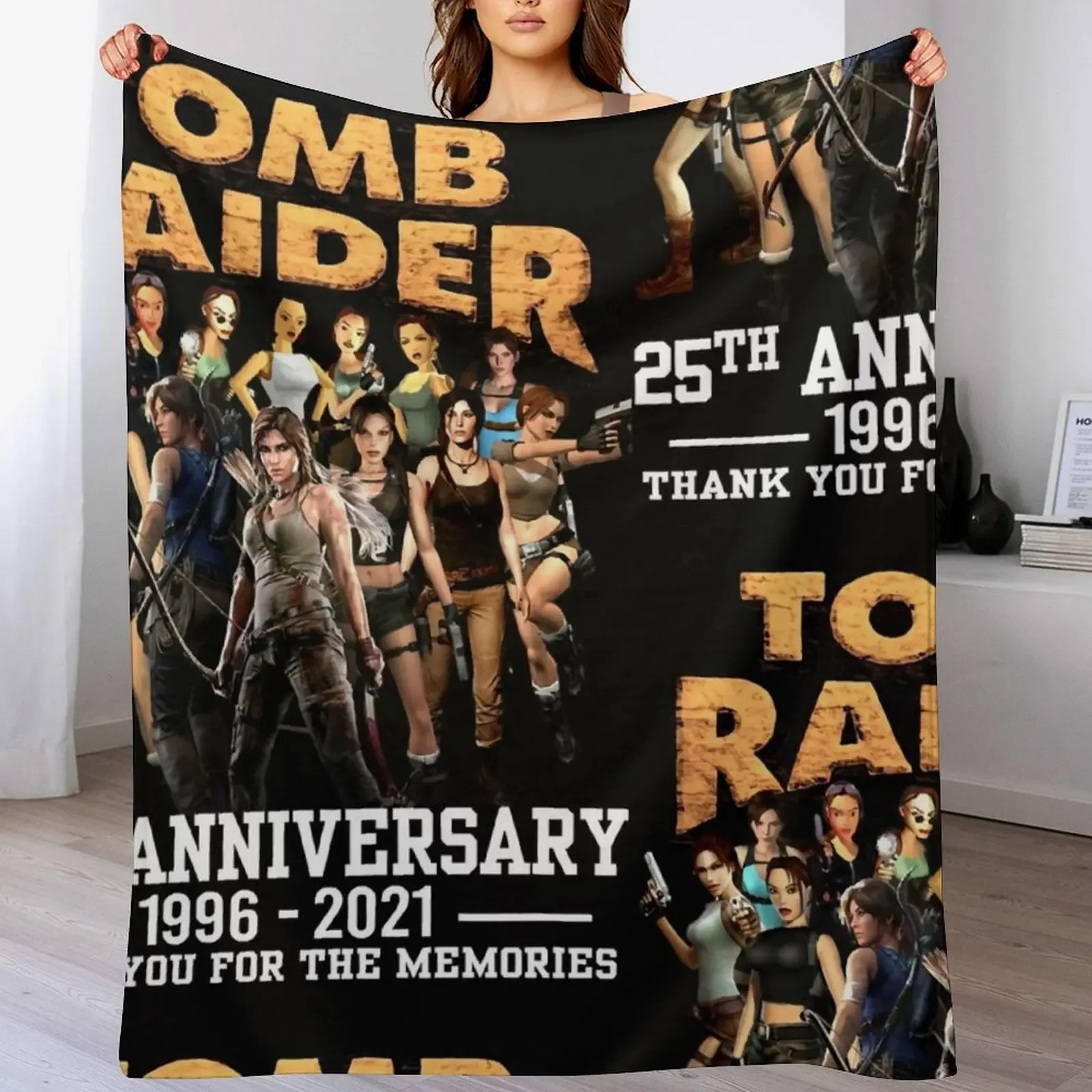 Thank-You-for-The-Memories-25th-Anniversary-1996-2021-Tomb-Raider-T-Shirts-Gift-For-Fans Throw Blanket Travel Blankets