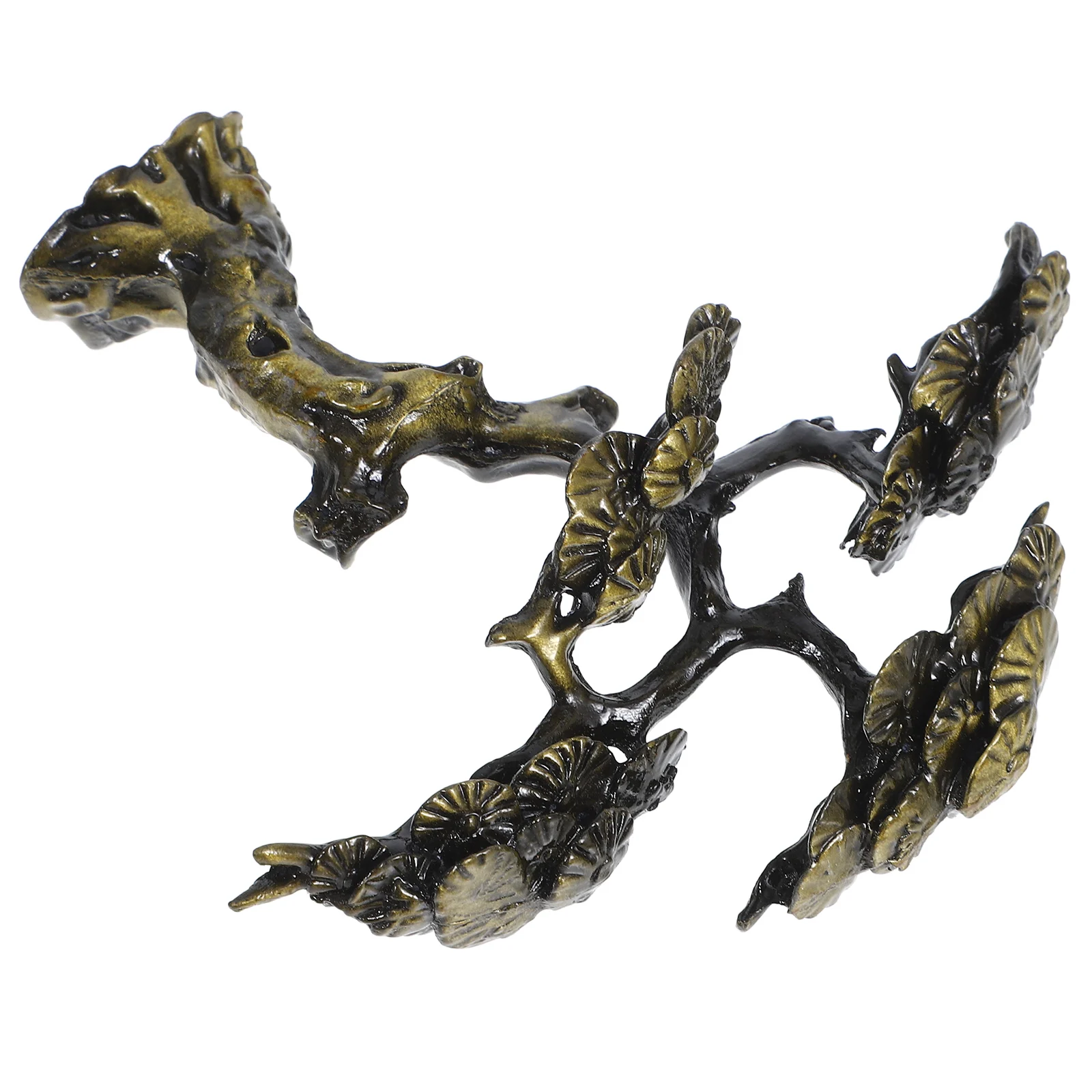 

Copper Alloy Realistic Tree Model Desktop Ornament Vintage Statue Home Car Bookshelf Display Pot