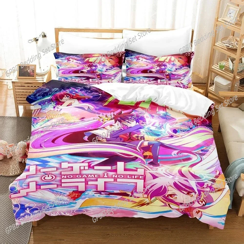 

Kawaii Girls No Game No Life 3D NEW Duvet Cover Pillowcase Bedding Set Adult Boy Bedroom Decoration Children Single Double Large