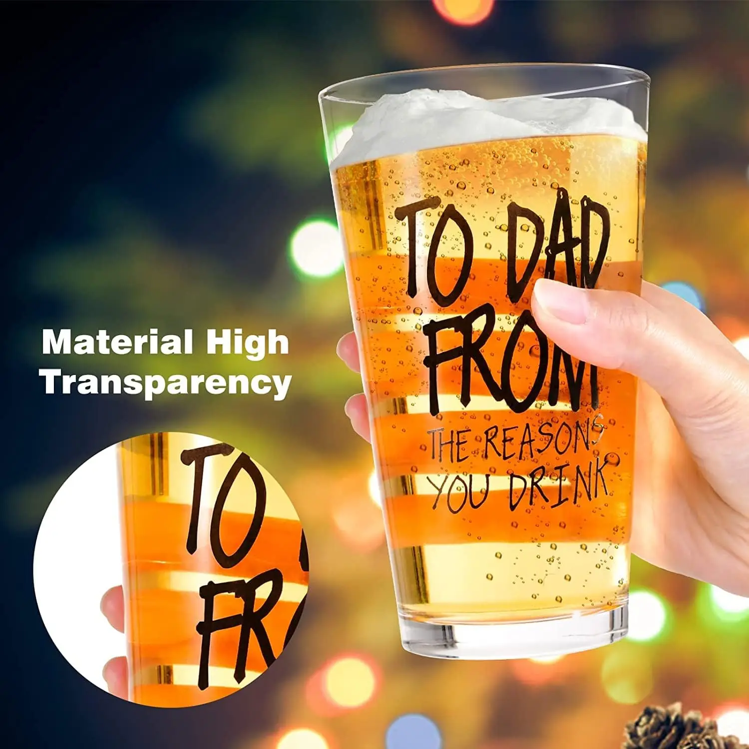 16 OZ Funny Beer Glass Gifts for Dad Men Husband Grandpa, Birthday Retirement Anniversary Christmas Stocking Stuffers