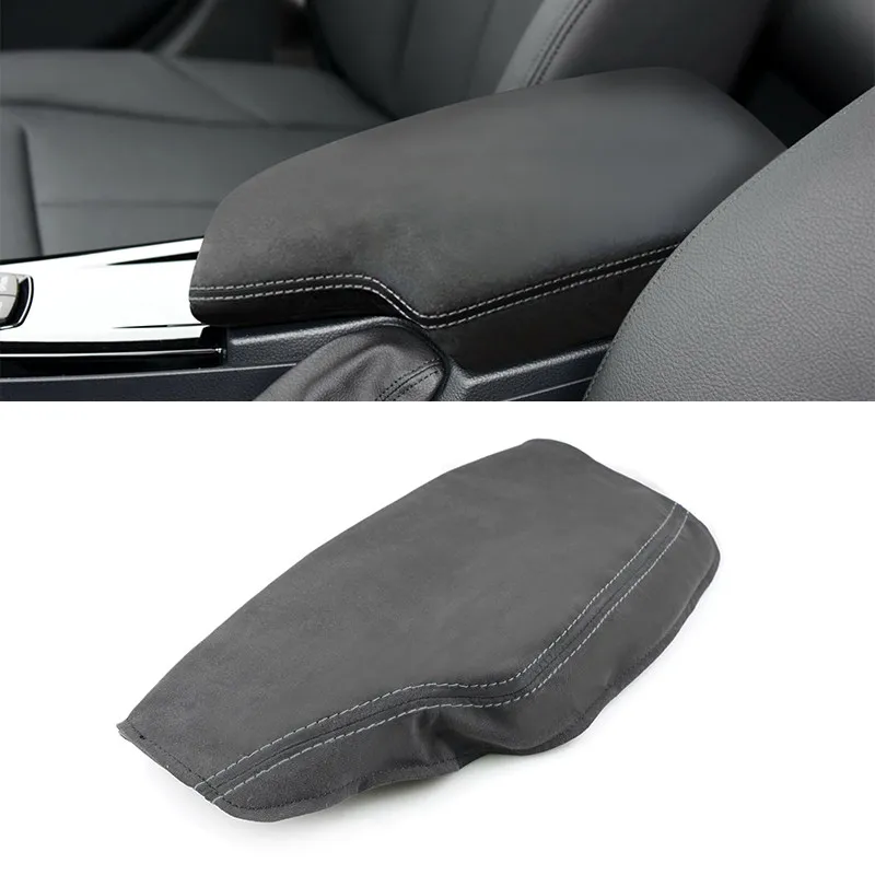 

Car Center Console Armrest Box Trim Cover For BMW 3 Series F30 2013 2014 2015 2016 2017 2018 Suede Leather with Gray Line