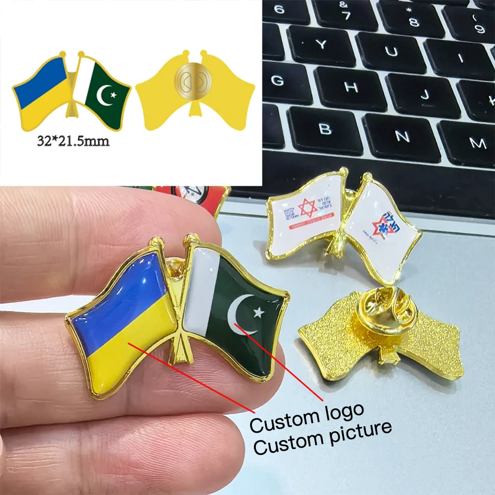 BC Custom Flag Company Logo Friendship Badge epoxy dome Personalized Metal National Flag Friendship Pin for  Event Souvenirs