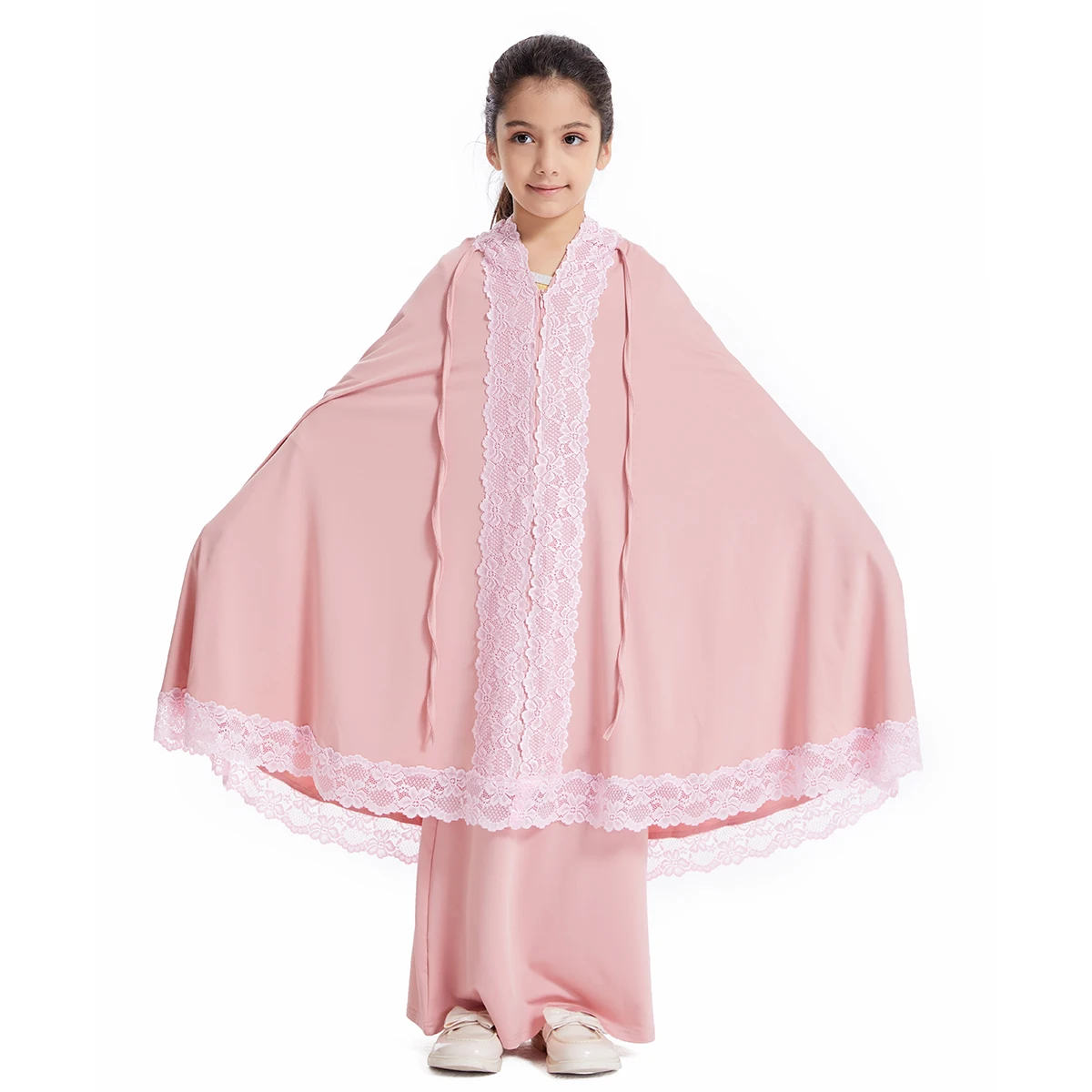 

Full Covered Khimar Abaya+Skirt Islam Girls Clothes Suits Eid Ramadan Dubai Turkey Kids Hijab Dress Saudi Robe Prayer Garments