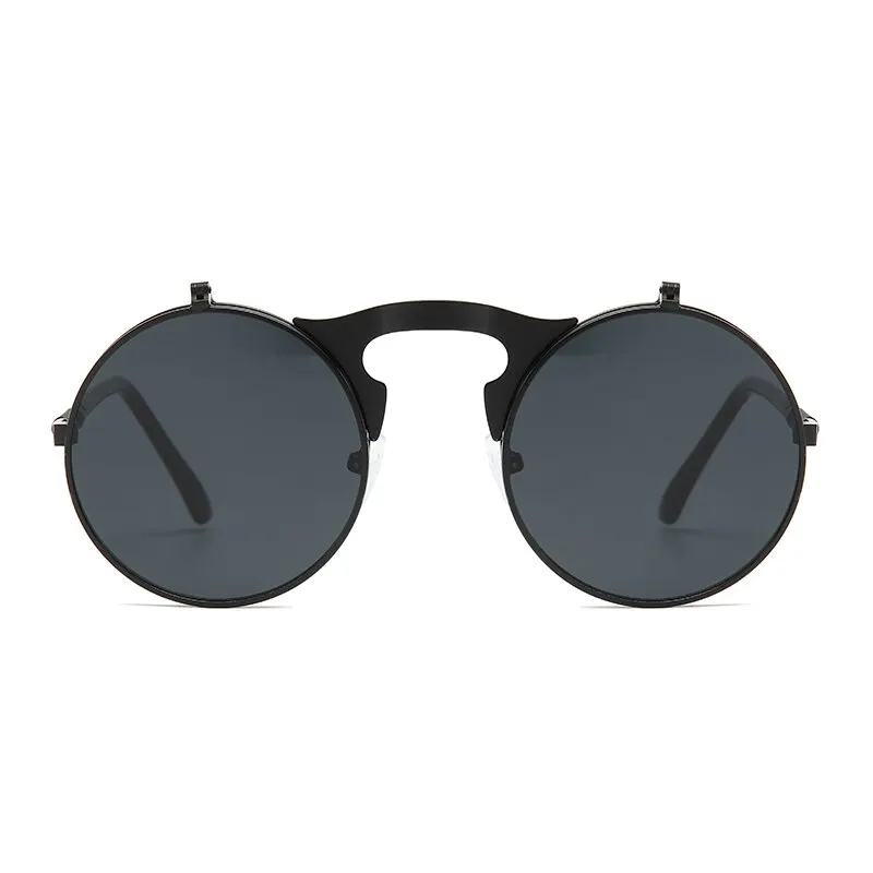 Old Metal Steampunk Flip Sunglasses Flip Men And Women Fashion Round Frames image 3