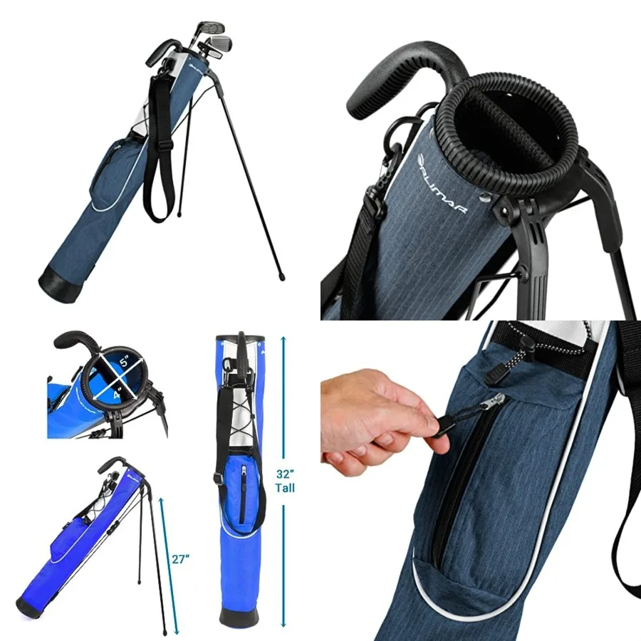 

Pitch n Putt Lightweight Sunday Golf Bag with Stand, Ultra-Light Carry Design, Two-Way Divider Top, Shoulder Strap, Compact Car