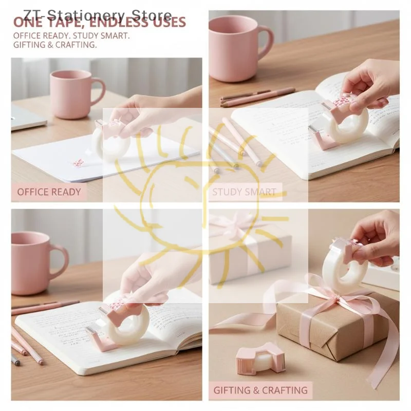 Correction Tape with Easy Slice Cutter Writable Invisible 8 Meter Adhesive Tape for Book Note School Office Papers