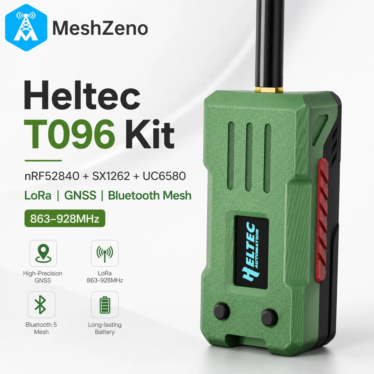 Heltec Mesh Node T096 Kit 863 928Mhz Dev-board Meshtastic Tracker 28 dBm High Power Chip Support LoRa Meshcore Arduin