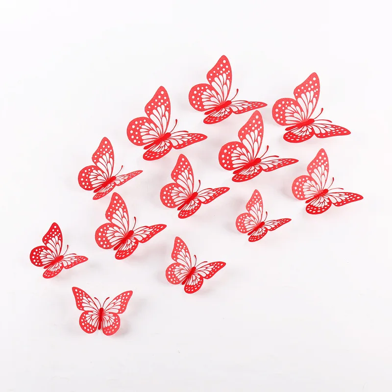 12PCS Butterfly Cake Decoration Happy Birthday Cakes Topper Handmade For Wedding Birthday Party Baby Shower Decorating Tools