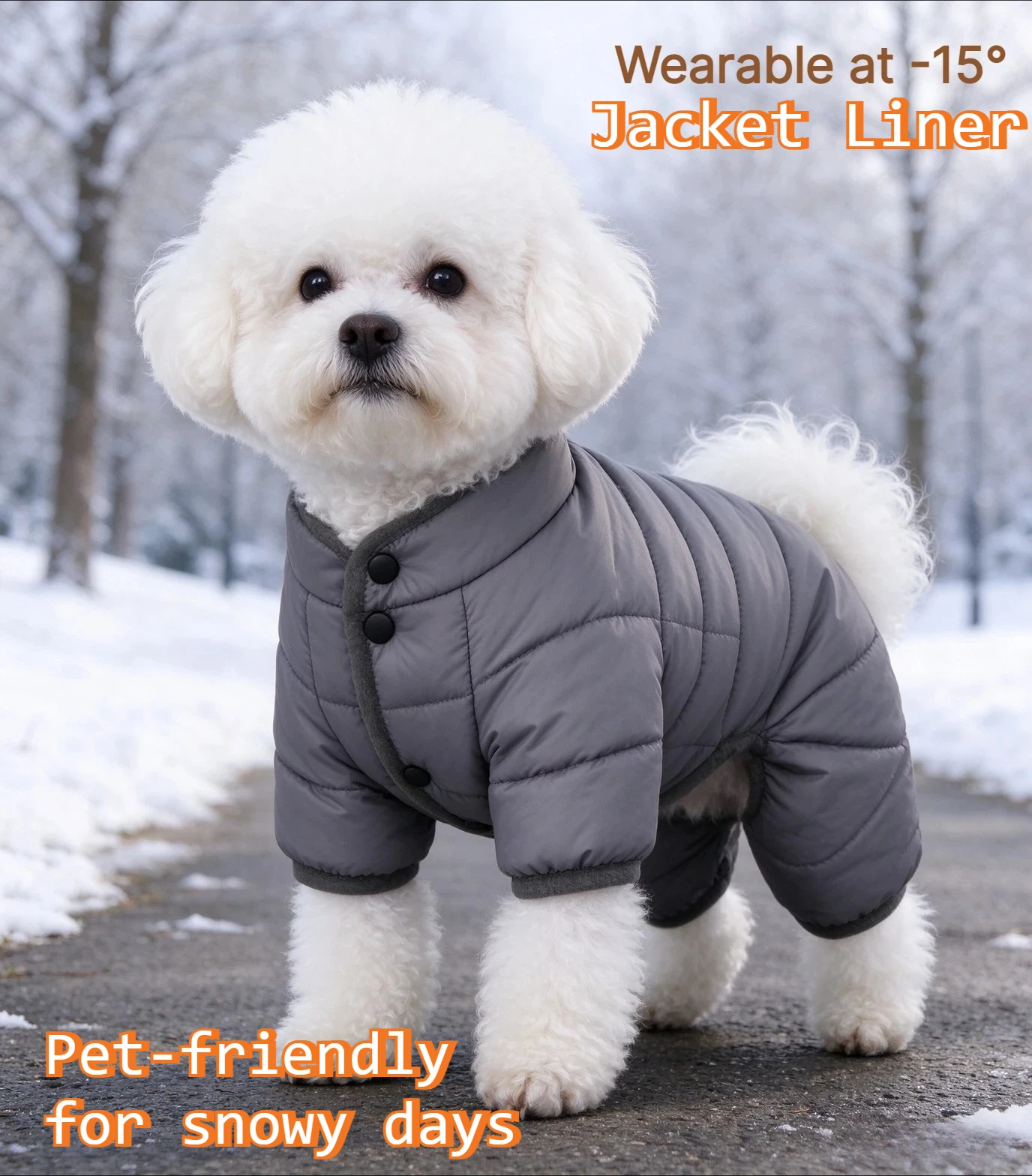 Universal 4-Leg Dog Winter Down Replacement Liner Thermal Padded Warm Pet Coat Inner Wear Padded Warm Undercoat