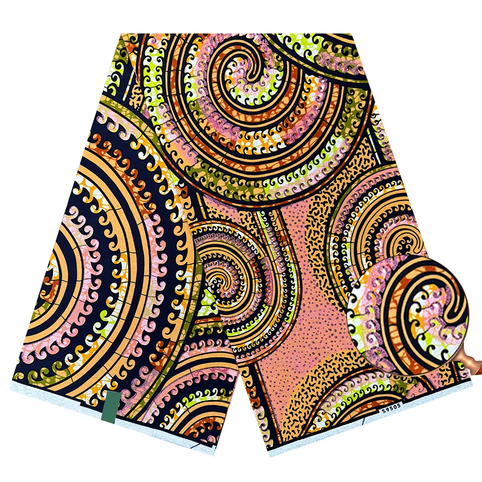 Tela de cera Africana superbrillante, 100% algodón, cera dorada, sin comentarios