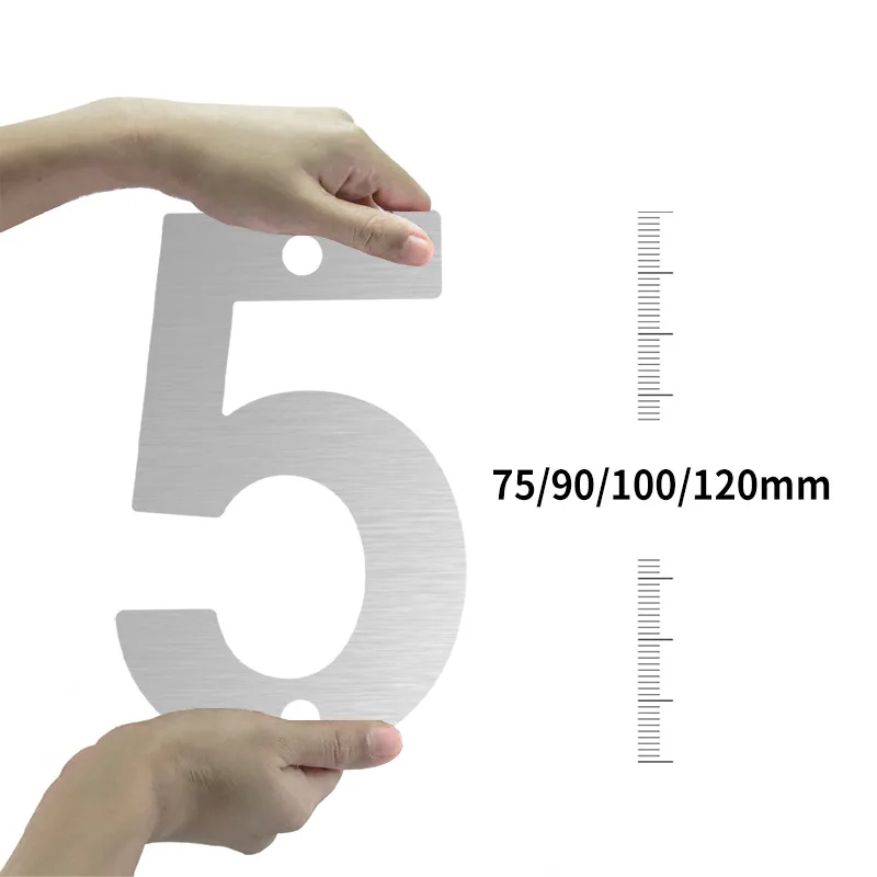 หมายเลขบ้านสแตนเลส7.5/9/10/12ซม. ป้ายที่อยู่ #0-9ตัวอักษรหมายเลขกล่องจดหมายหมายเลขโลหะดิจิตอล