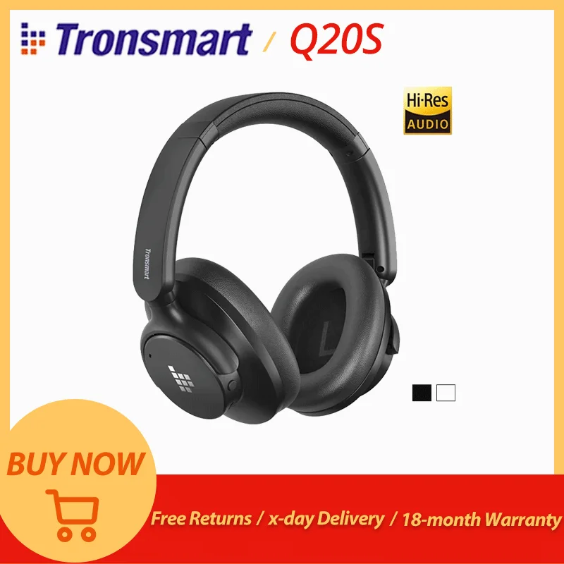 Tronsmart Sounfii Q20S Auriculares Auriculares inalámbricos Bluetooth con cancelación de ruido Tiempo de reproducción de 60 horas Control de aplicaciones de audio de alta resolución