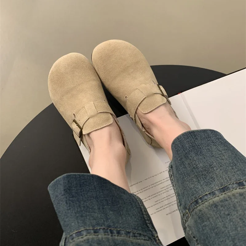 女性の丸いつま先の靴ひもなしのレトロなカジュアルシューズ,ゴム製の丸いつま先の靴,新しい冬のコレクション