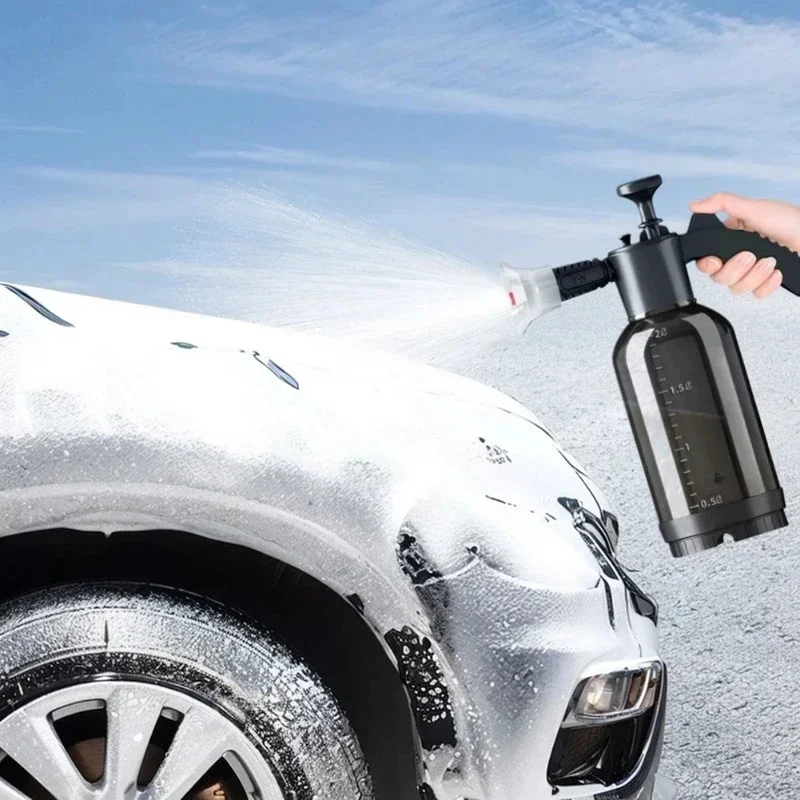 2L Hand Pump Foam Sprayer Pneumatic Washer Foam Snow Foam High Pressure Car Wash Spray Bottle for Car Home Cleaning